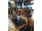 Антикварная скульптура «Фигуры женщины и оленя» в стиле Ар-Деко 1