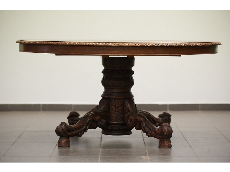 Старинный Викторианский дубовый обеденный стол 1